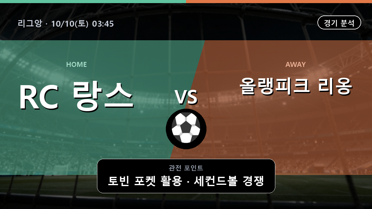 RC 랑스 올랭피크 리옹 리그앙 경기 분석과 중계 정보
