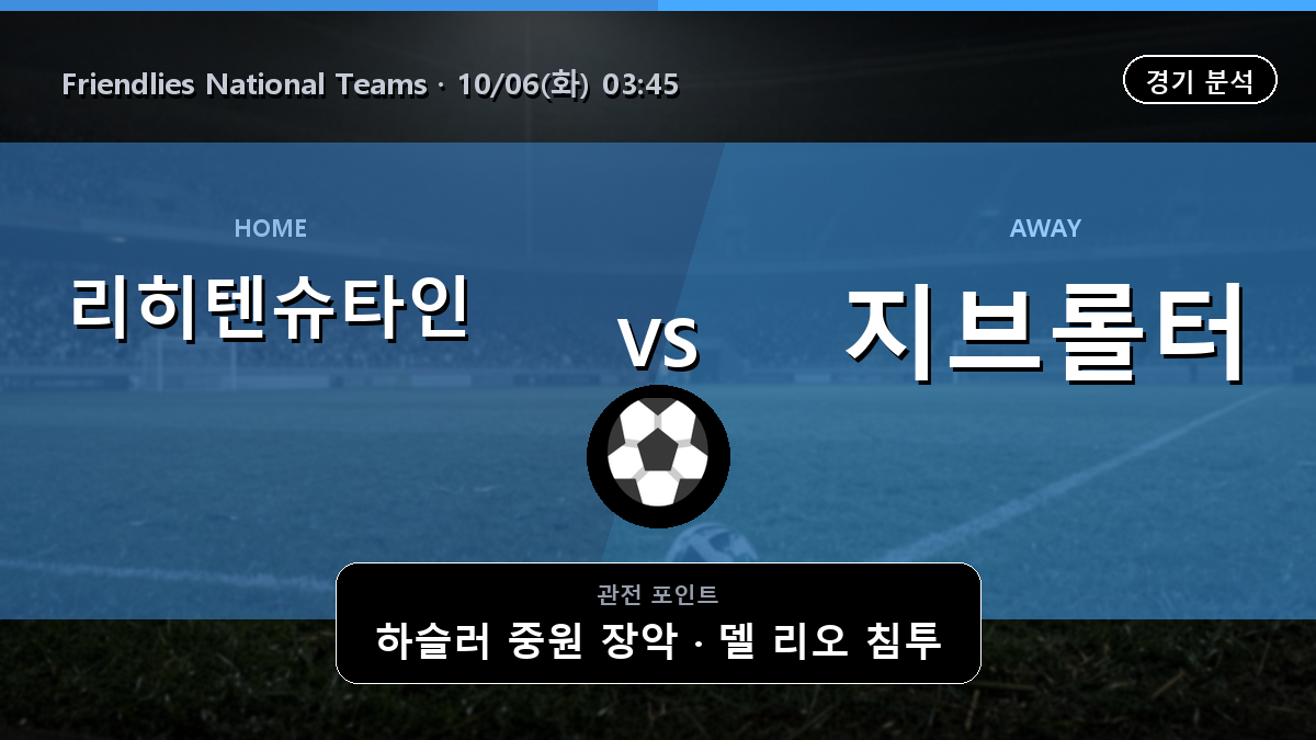 리히텐슈타인 지브롤터 Friendlies National Teams 경기 분석과 중계 정보