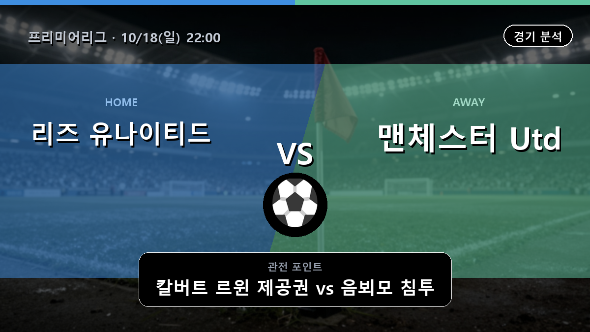 리즈 유나이티드 맨체스터 Utd 프리미어리그 경기 분석과 중계 정보
