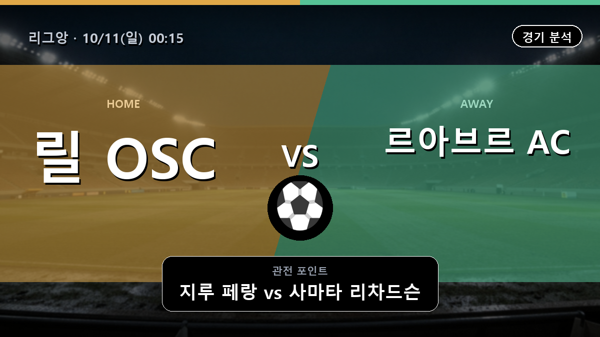 릴 OSC 르아브르 리그앙 경기 분석과 중계 정보
