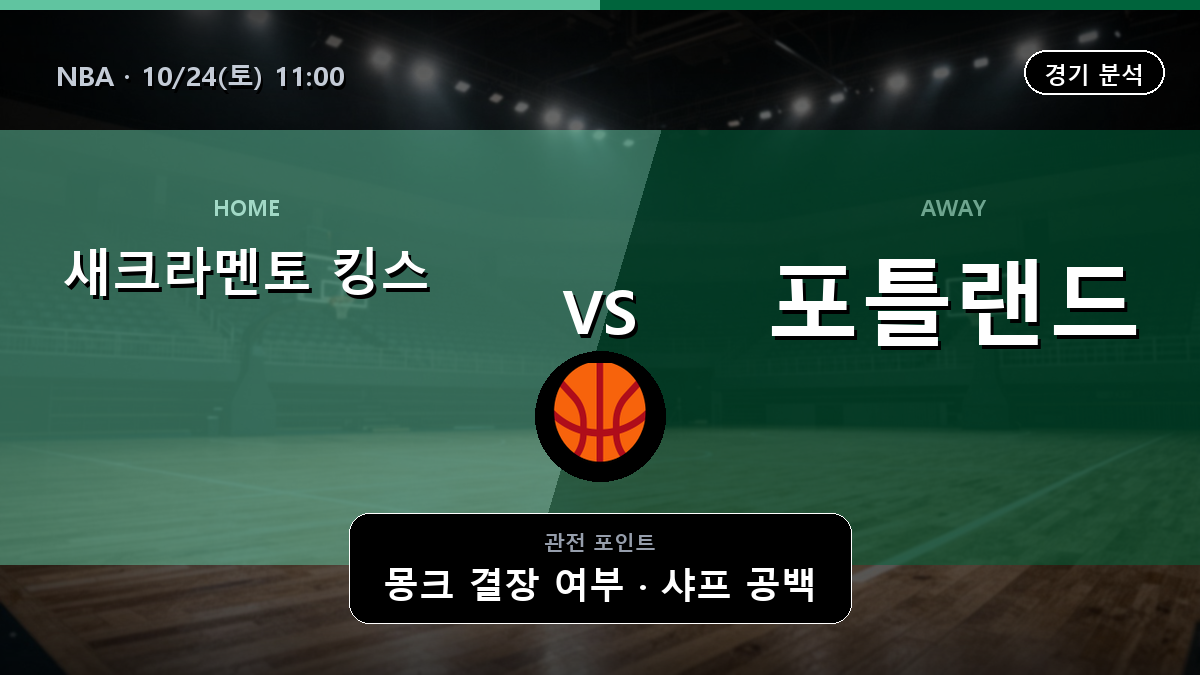새크라멘토 킹스 포틀랜드 트레일블레이저스 NBA 경기 분석과 중계 정보