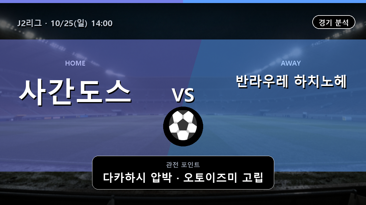 사간도스 반라우레 하치노헤 J2리그 경기 분석과 중계 정보
