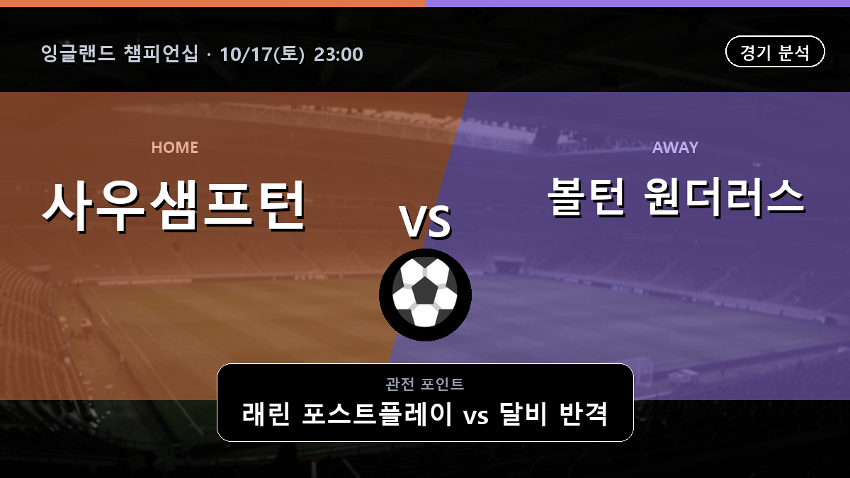 사우샘프턴 볼턴 원더러스 잉글랜드 챔피언십 경기 분석과 중계 정보