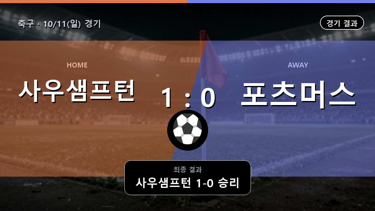사우샘프턴 포츠머스 축구 경기 하이라이트 결과와 중계 정보