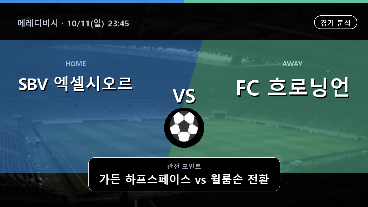 SBV 엑셀시오르 흐로닝언 에레디비시 경기 분석과 중계 정보
