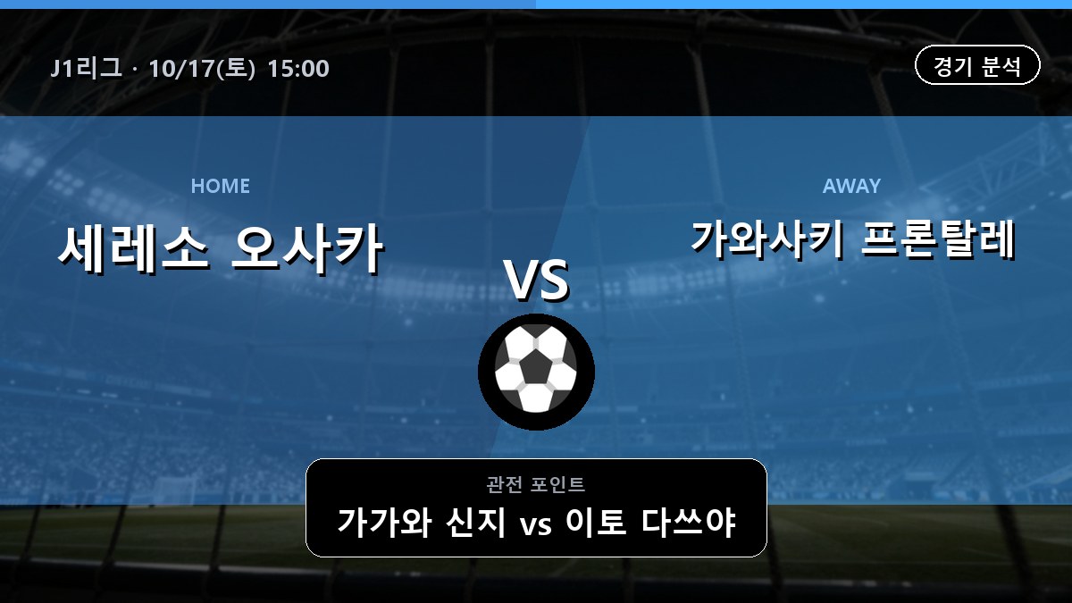 세레소 오사카 가와사키 프론탈레 J1리그 경기 분석과 중계 정보