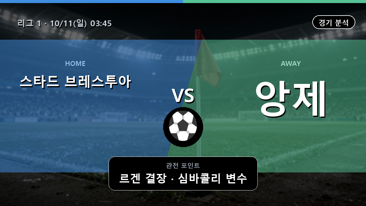 스타드 브레스투아 29 앙제 리그 1 경기 분석과 중계 정보