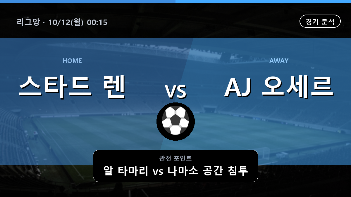 스타드 렌 AJ 오세르 리그앙 경기 분석과 중계 정보