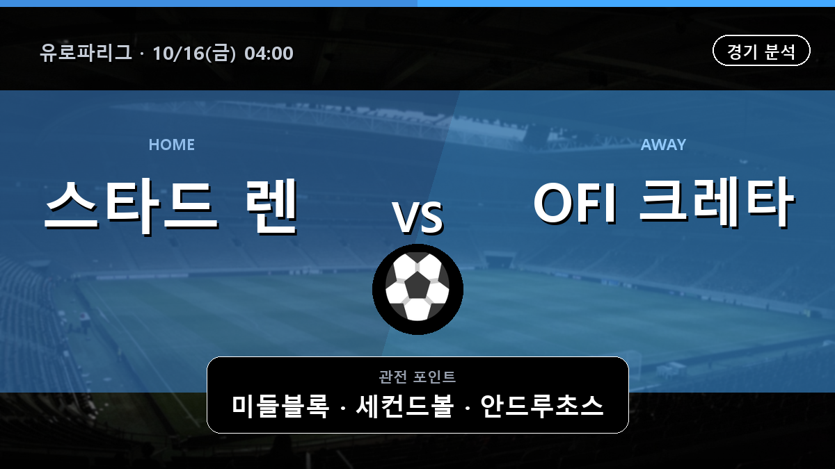 스타드 렌 OFI 크레타 유로파리그 경기 분석과 중계 정보