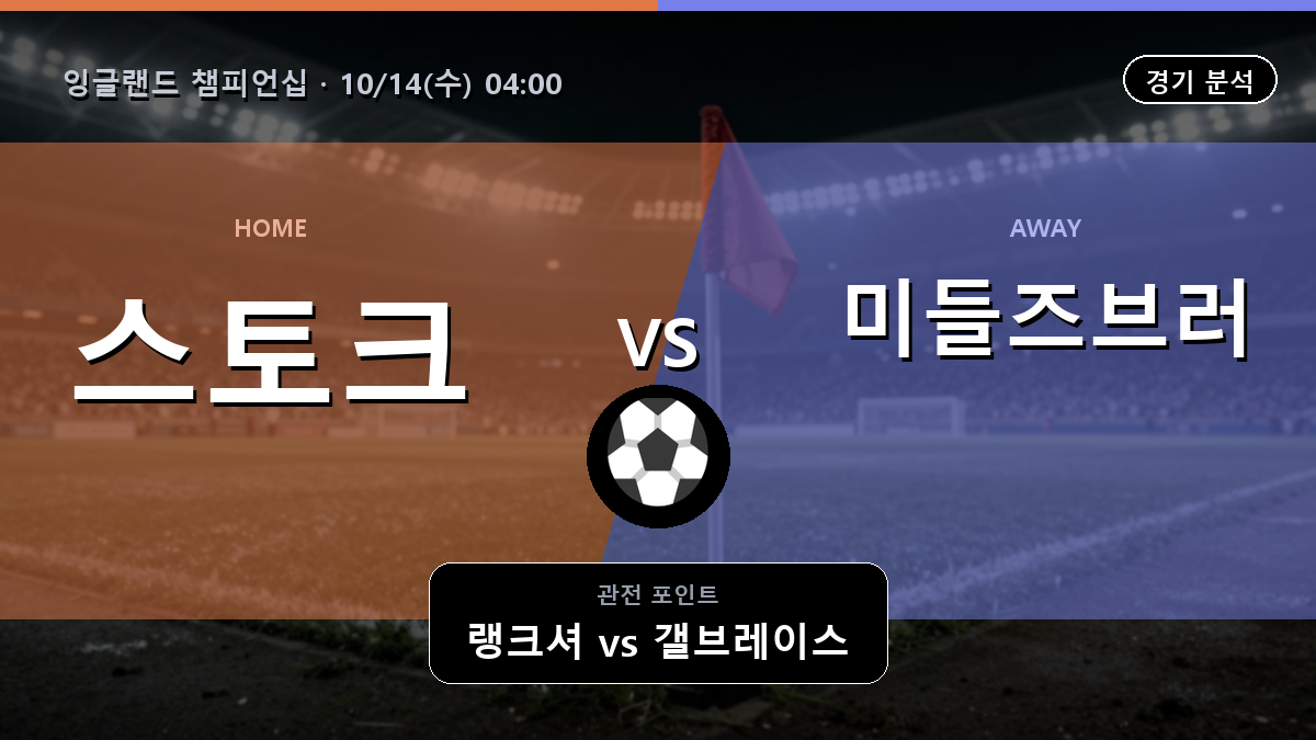 스토크 미들즈브러 잉글랜드 챔피언십 경기 분석과 중계 정보