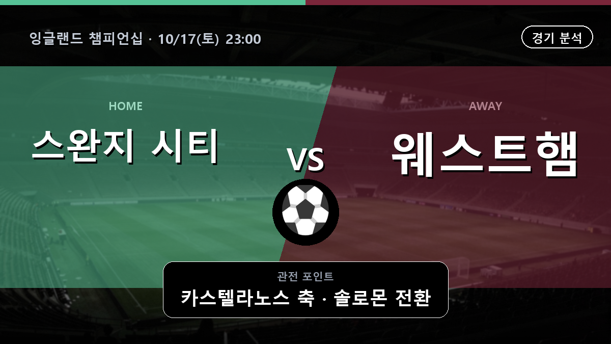 스완지 시티 웨스트햄 잉글랜드 챔피언십 경기 분석과 중계 정보