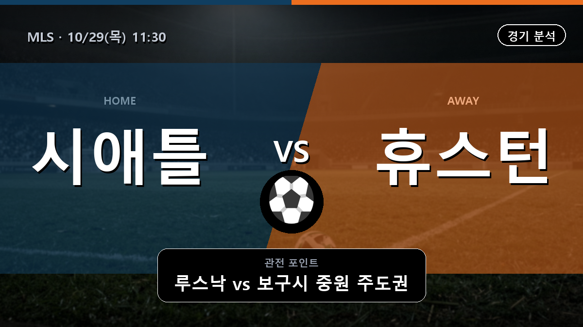 시애틀 사운더스 휴스턴 디나모 MLS 경기 분석과 중계 정보