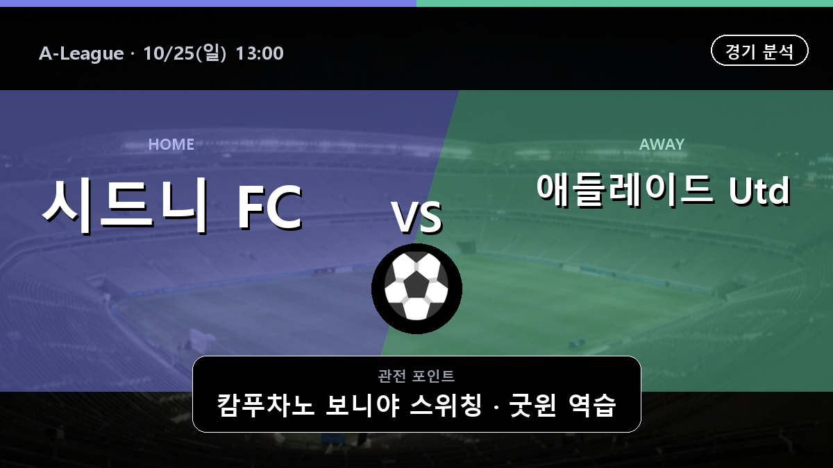 시드니 애들레이드 Utd A-League 경기 분석과 중계 정보