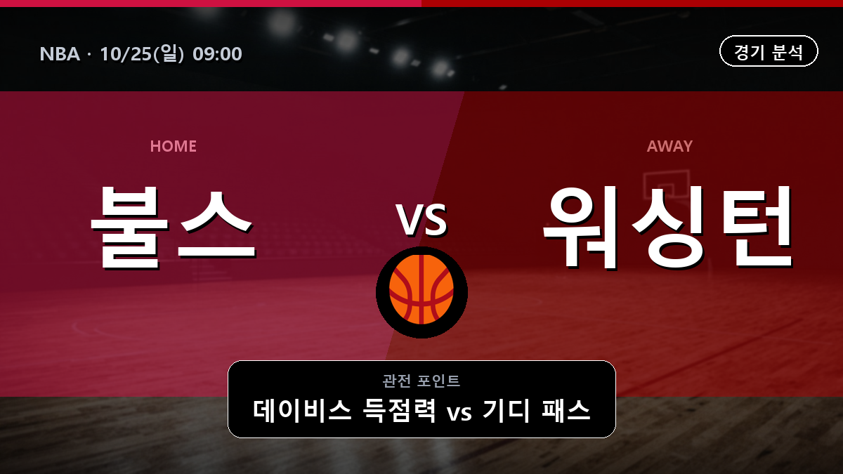 시카고 불스 워싱턴 위저즈 NBA 경기 분석과 중계 정보