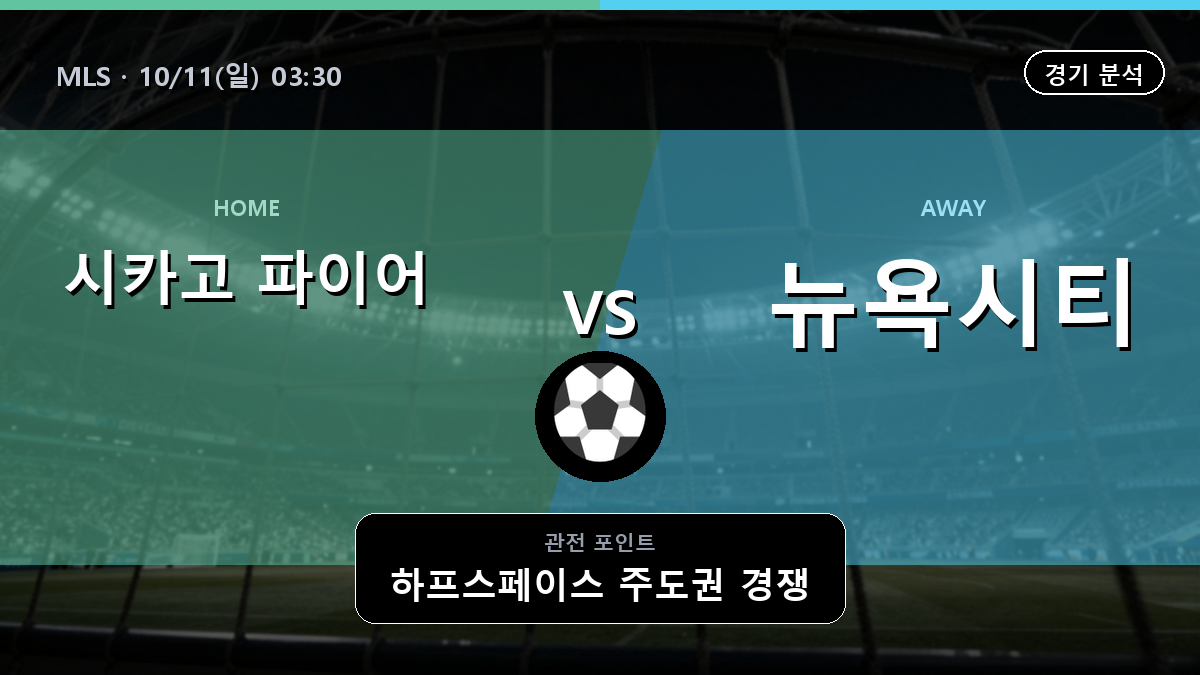 시카고 파이어 뉴욕시티 MLS 경기 분석과 중계 정보