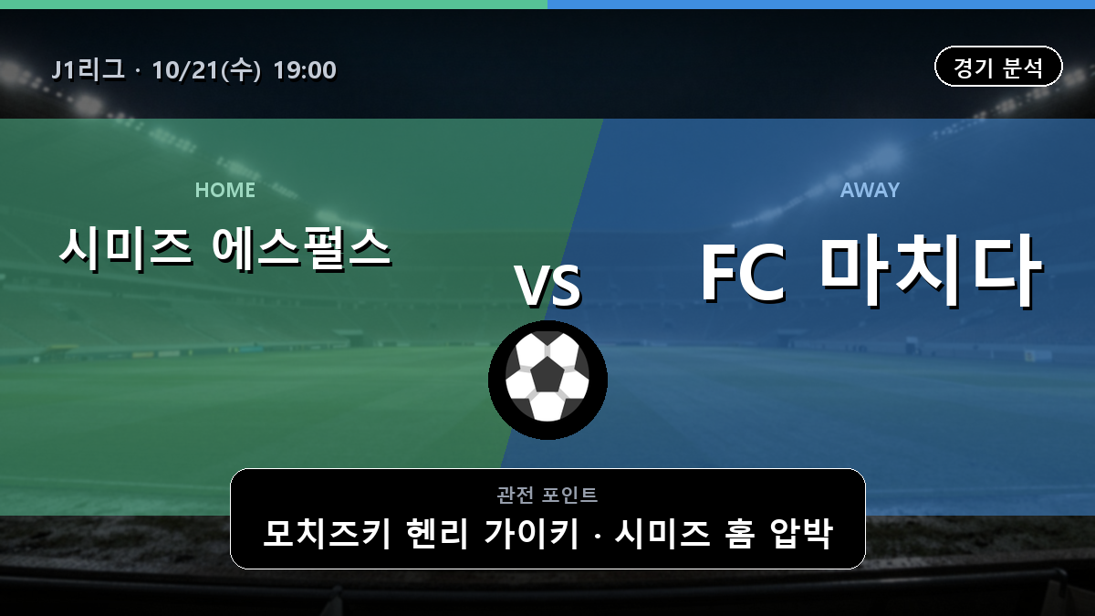 시미즈 에스펄스 마치다 젤비아 J1리그 경기 분석과 중계 정보