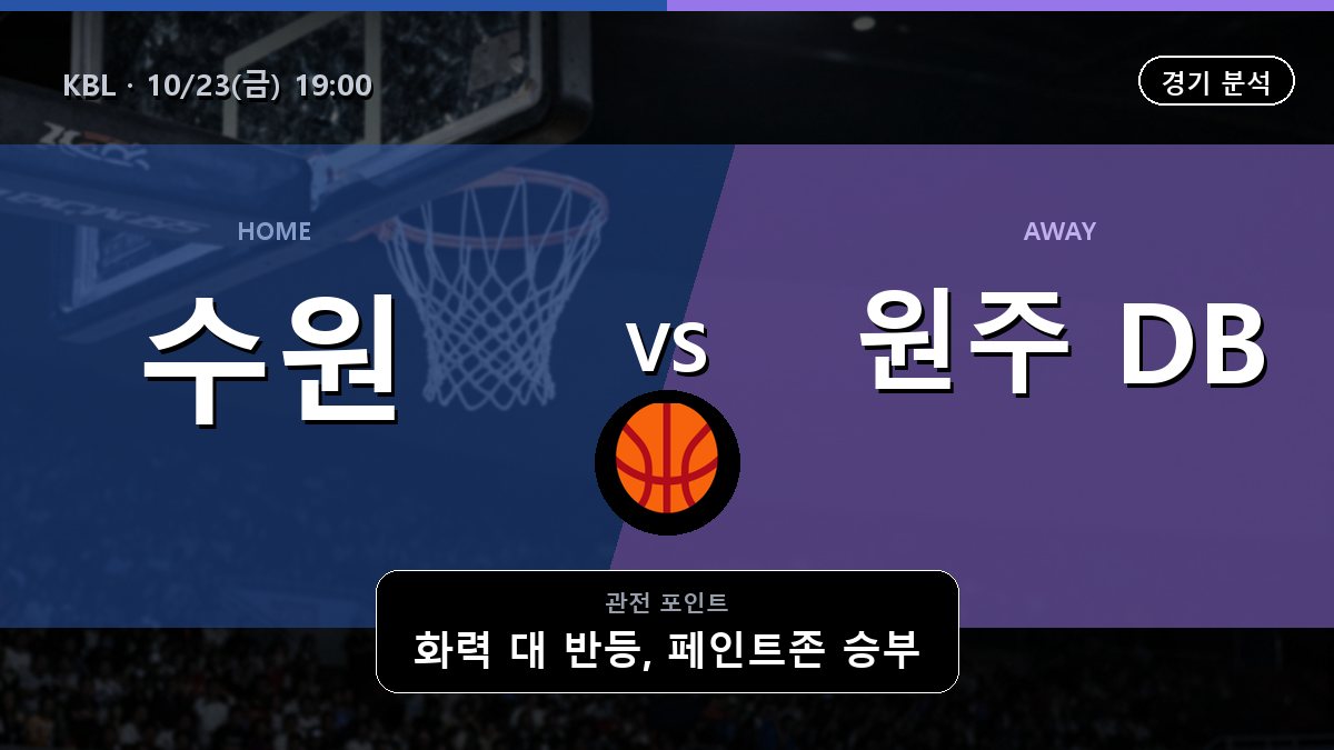 수원 KT 원주 DB KBL 경기 분석과 중계 정보