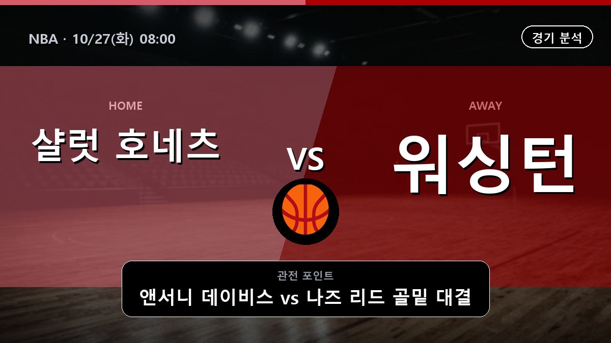 샬럿 호네츠 워싱턴 위저즈 NBA 경기 분석과 중계 정보