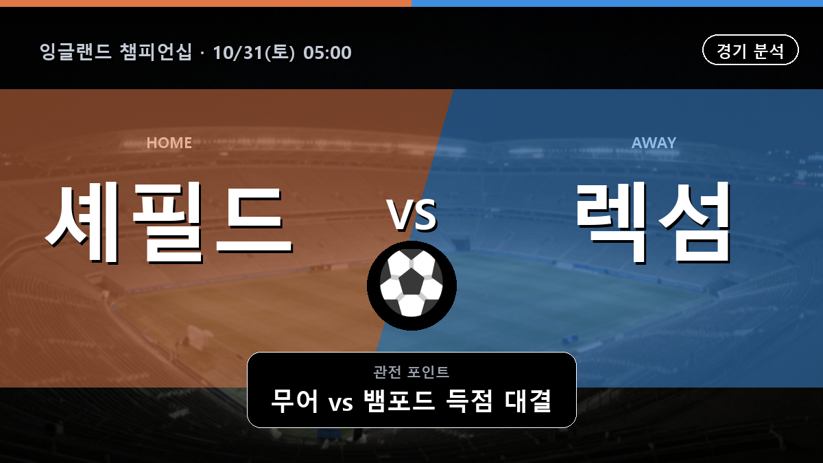 셰필드 렉섬 잉글랜드 챔피언십 경기 분석과 중계 정보