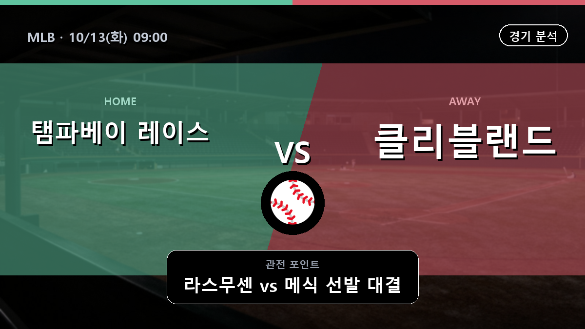 탬파베이 레이스 클리블랜드 가디언스 MLB 경기 분석과 중계 정보