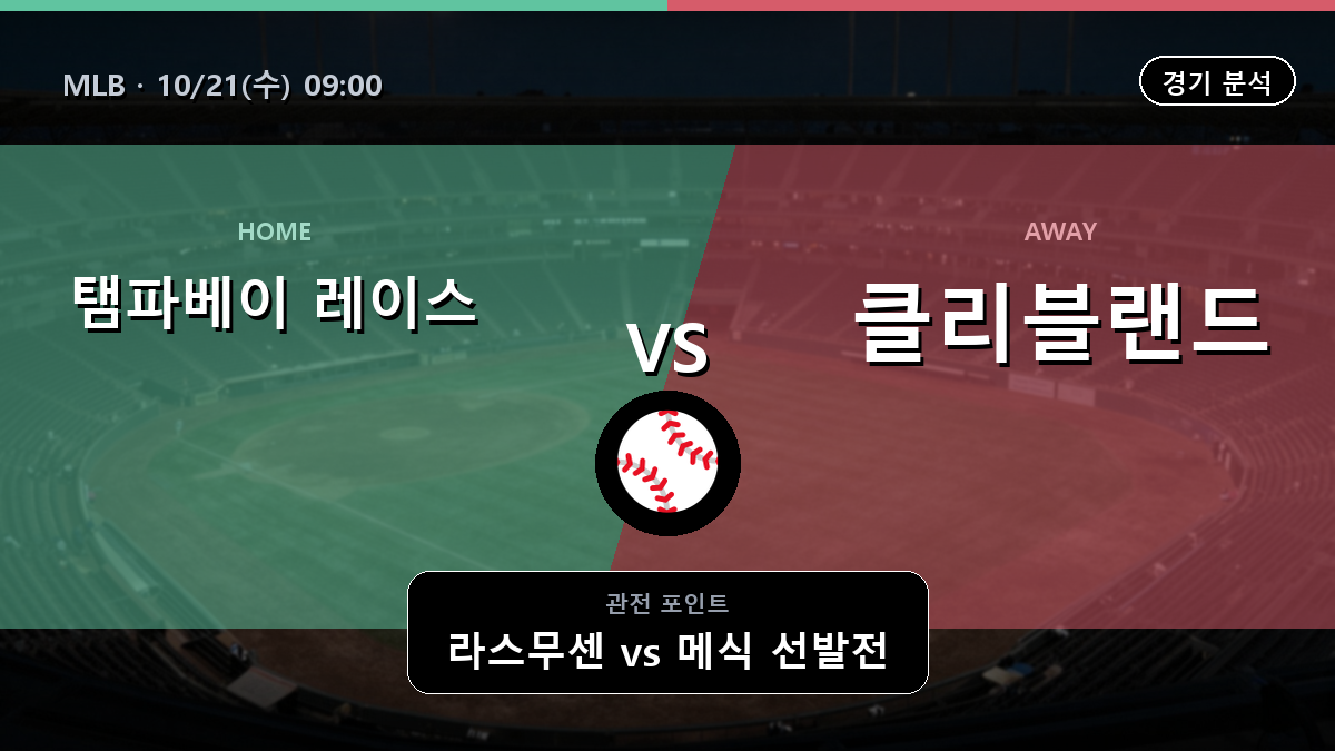 탬파베이 레이스 클리블랜드 가디언스 MLB 경기 분석과 중계 정보