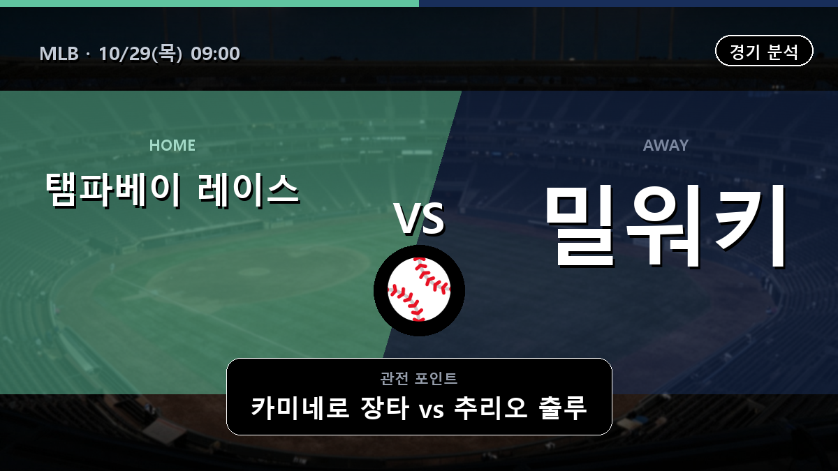 탬파베이 레이스 밀워키 브루어스 MLB 경기 분석과 중계 정보