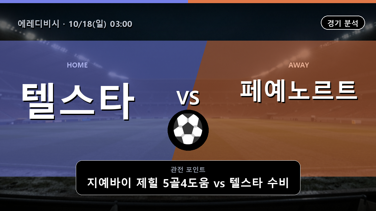 텔스타 페예노르트 에레디비시 경기 분석과 중계 정보