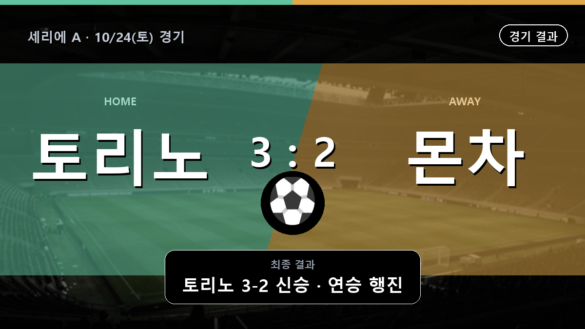 토리노 몬차 세리에 A 경기 하이라이트 결과와 중계 정보