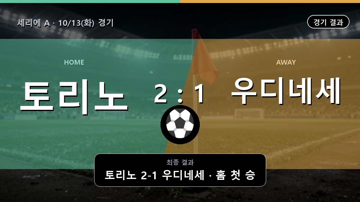 토리노 우디네세 세리에 A 경기 하이라이트 결과와 중계 정보