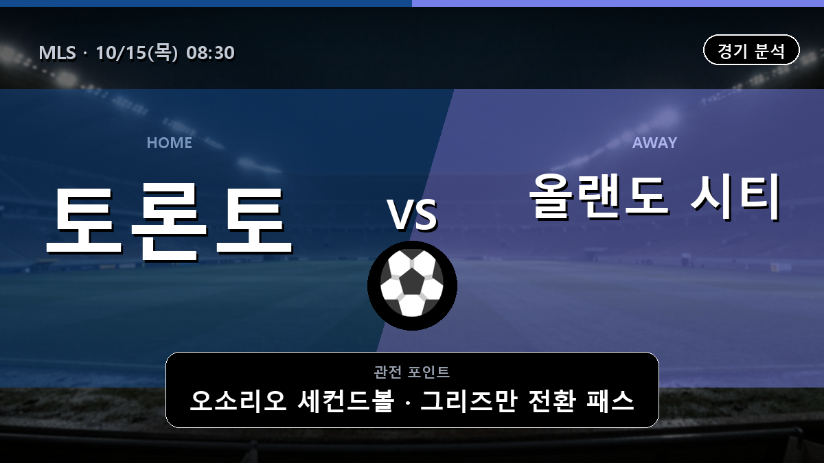 토론토 올랜도 시티 MLS 경기 분석과 중계 정보