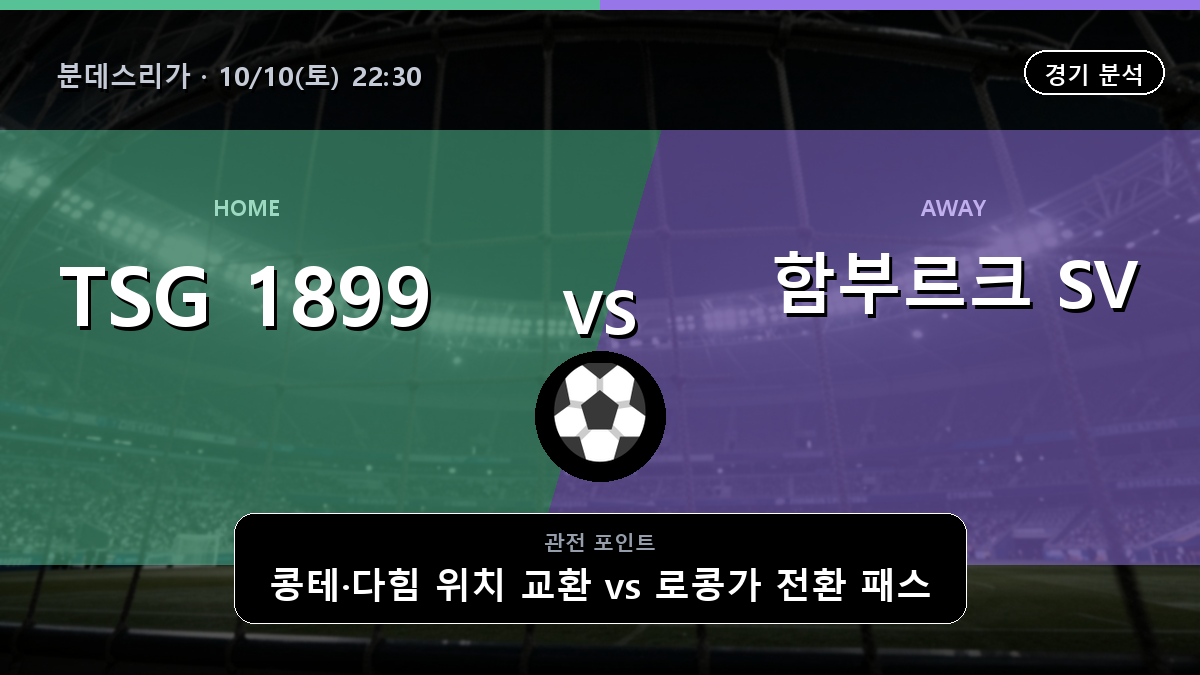 TSG 호펜하임 함부르크 SV 분데스리가 경기 분석과 중계 정보