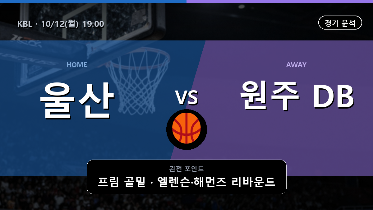 울산 현대모비스 원주 DB KBL 경기 분석과 중계 정보
