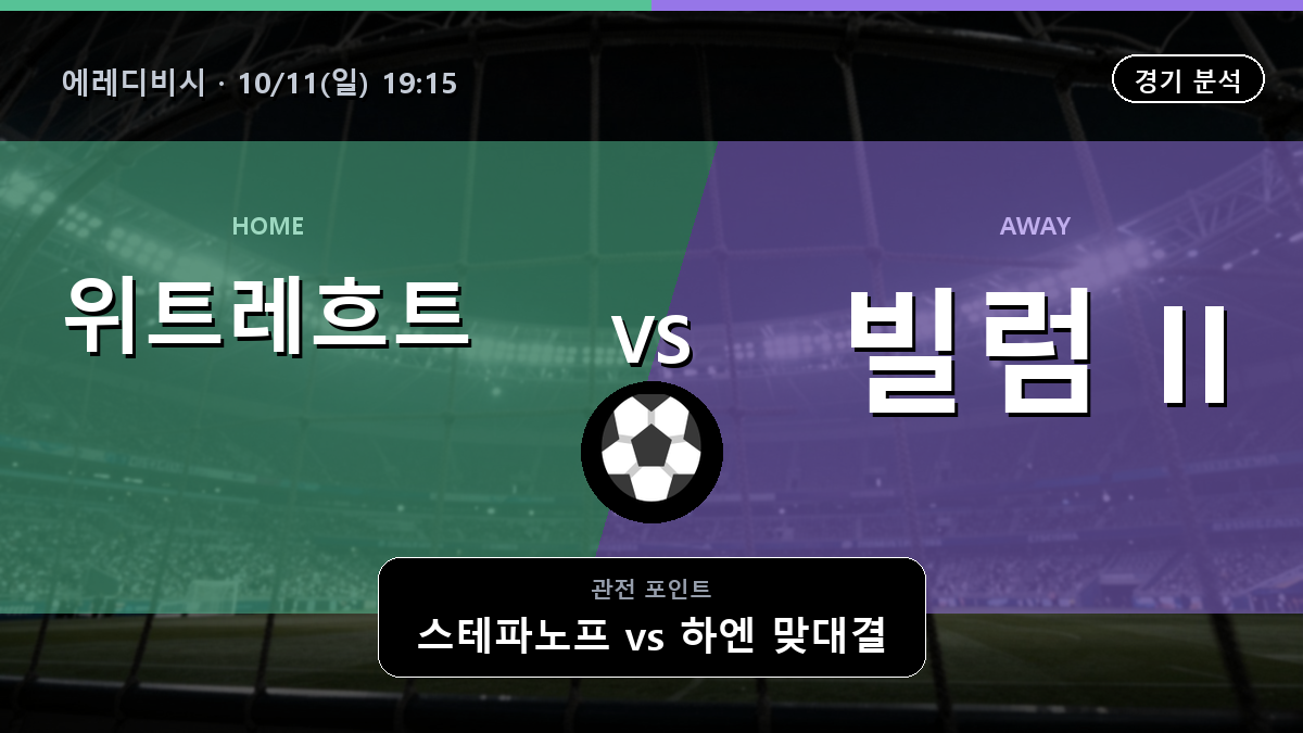 위트레흐트 빌럼 II 에레디비시 경기 분석과 중계 정보