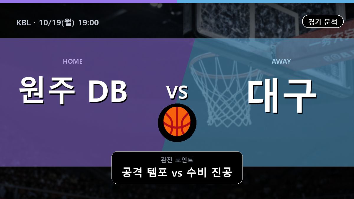 원주 DB 대구 한국가스공사 KBL 경기 분석과 중계 정보