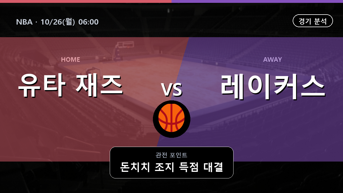 유타 재즈 LA 레이커스 NBA 경기 분석과 중계 정보