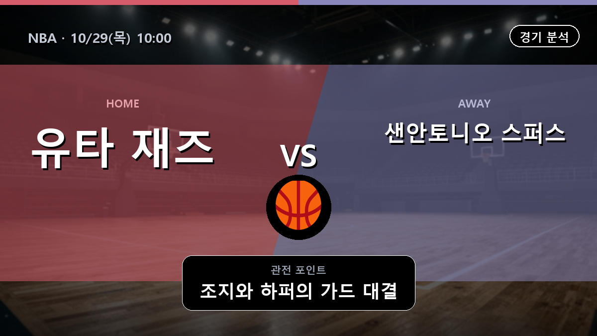 유타 재즈 샌안토니오 스퍼스 NBA 경기 분석과 중계 정보